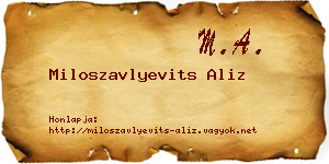 Miloszavlyevits Aliz névjegykártya